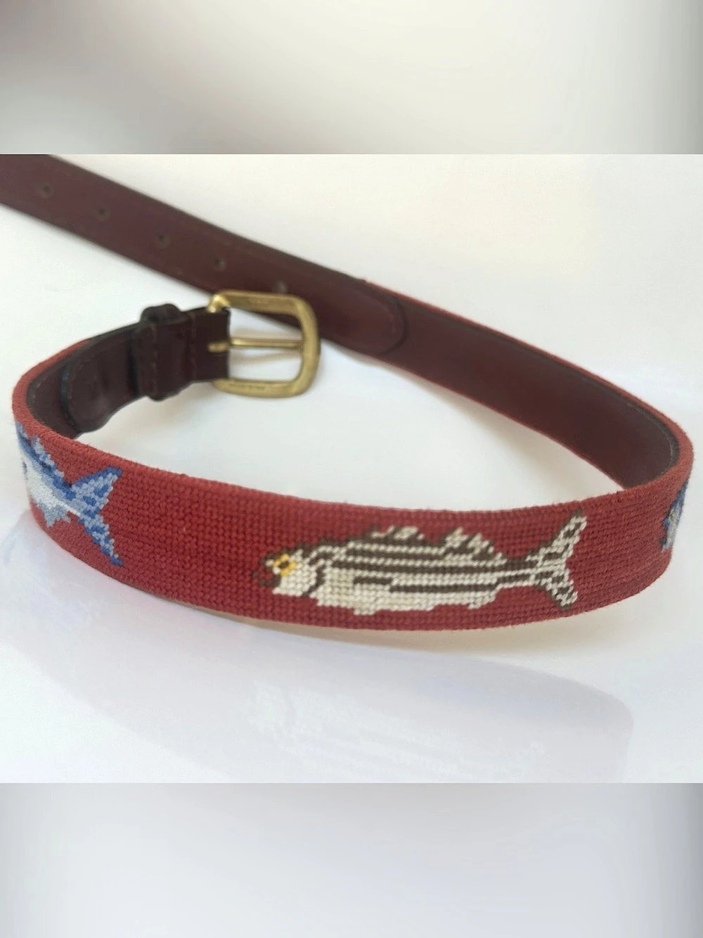 Smathers & Branson Kids Needlepoint Fish Belt Medium